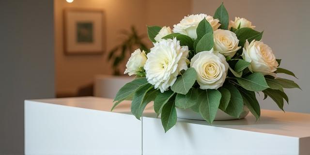 Elegante Empfangsfloristik in einem Foyer