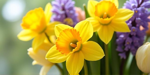 Frühlingshafter Strauß mit Tulpen und Narzissen